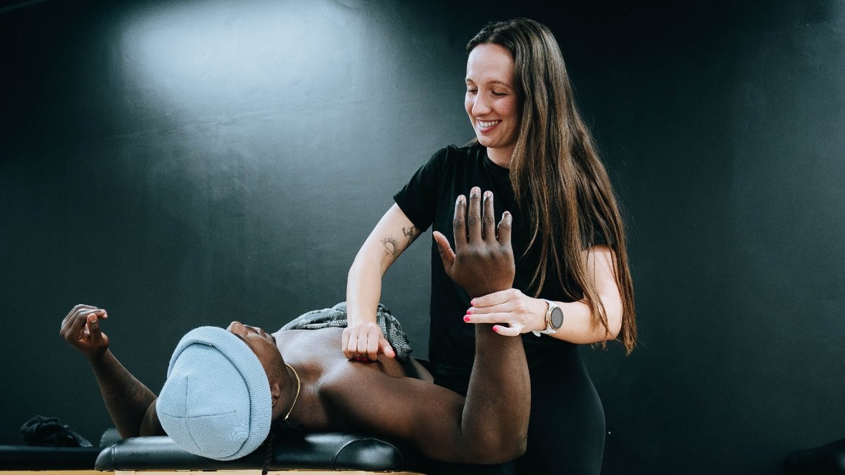 Man getting a massage at the gym